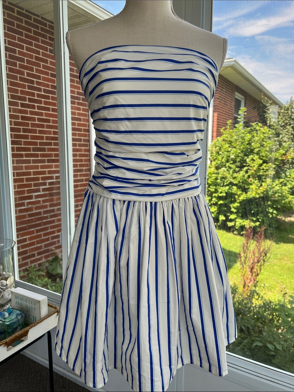 Band Of The Free Striped Strapless Tricolor Sundress
